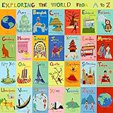 Oopsy Daisy Exploring the WorldからA - Zストレッチキャンバス壁アートby Jenny kostecki-shaw 30 by 30-Inch NI5409