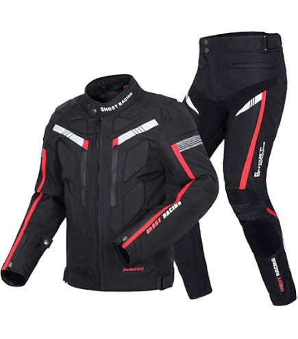Amazon | ドゥーハン(Duhan) バイクジャケット&パンツセット レッド L