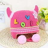 ニット帽子 保温 女の子 男の子 可愛い 防寒帽子 Love 飾り 耳まであったか！ 2017 新製品 red