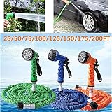 Yiteng　開閉式　ガーデンホース　散水　普通ホース　節水レバー付き　園芸　開閉式パイプ：2.5m-7.5m +調節可能ノズル （青）