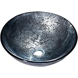 Y Decor ZERMATT Vessel Sink, Blue/Silver/Black, 15.5" L x 15.5" W x 5" D [並行輸入品]