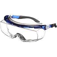 [山本光学] YAMAMOTO SN-770 オーバーグラス 保護めがね 上部クッションバー&ノーズパッド付き 眼鏡併用可 ブルー PET-AF(両面ハードコートくもり止め) 日本製 JIS 紫外線カット
