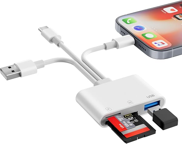 SDカードリーダー 3-in-1 カードリーダー Type-C/USB A &iPhone sdカードリーダー Lightning/Type C/US B 3.0 メモリ タイプc USb/SD/TF変換アダプタ・microSDカード 0TG機能 高速双方向データ転送 設定不要 写真/動画/資料読み込み iPhone/iPad/IOS/PC/MacBook/Androidスマホなどのデバイスに対応 - 1
