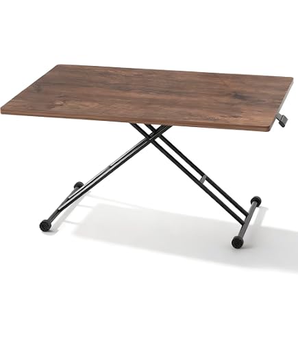 Amazon.co.jp: 昇降式テーブル リフトアップ 幅120cm 木製 ウッド 昇降