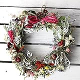 春色リース ミディアム（ドライフラワー）／お花の壁飾り フラワーギフト レッド系(赤)