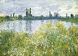 絵画風 壁紙ポスター（はがせるシール式） クロード・モネ セーヌ川の川岸 ヴェトゥイユ 1880年 ワシントン・ナショナル・ギャラリー キャラクロ K-MON-042S2 （594mm×427mm） 