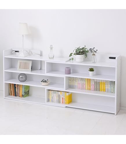 Amazon｜伸縮ラック オープンシェルフ 本棚 [幅80-158cm 角度調節