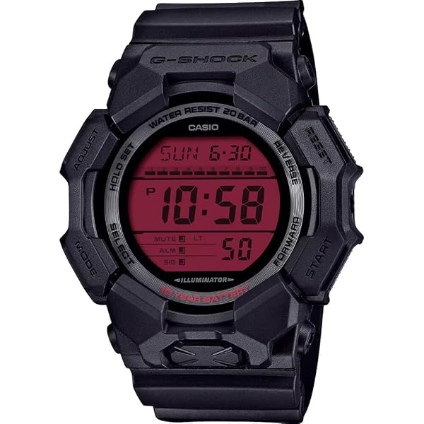 Casio G-Shock Black Resin Red Digital Oversized Watch GX-56BBR-1