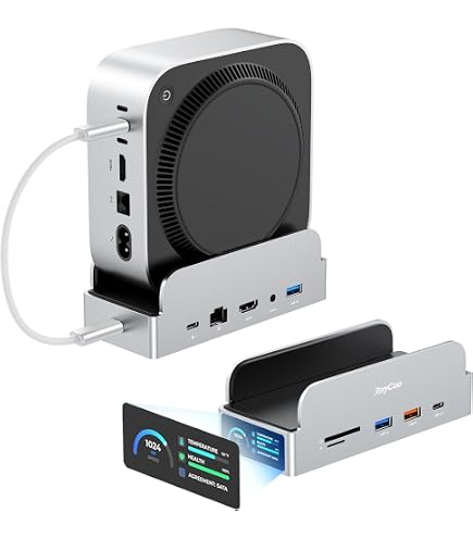 【M4/M4Pro】RayCue Macmini Hab&Stand DK5A1 RayCue All-in-One Dock for Mac mini M4 with Smart Displays, NVMe