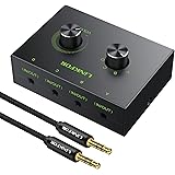 LiNKFOR 4ポート オーディオスイッチャー 4入力1出力/1入力4出力 3.5mm ヘッドフォン スイッチ スピーカー セレクター 切替器 スプリッター 電源不要 音量調整でき 3.5mmオーディオケーブル付きMP3 MP4対応