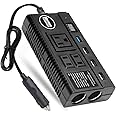 カーインバーター 120W コンバーター DC24V 12VをAC110Vに変換 修正正弦波 シガーソケット 車載充電器 12V車＆24Vトラック対応 高速充電 USB 4ポート ACコンセント 3口/2口 8つ保護機能 ディスプレイ画面付き