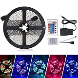 Sunnest 5M/16.4 Ft LED Flexible Light Strip SMD 3528 RGB 300 LEDs 12V DC Light Strips Color Changing