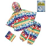 solby （ソルビィ） 雨の日のおでかけ ポンチョ＋パンツ　（パンチョ）　お天気しましま リフレクターマスコット付 (90)