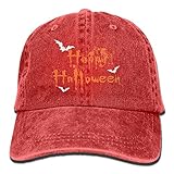 大人 デニム キャップハッピー ハロウィン 大人気 スポーツ ハット UVカット 紫外線対策 日よけ 小顔効果 プリント付き 無地 レッド