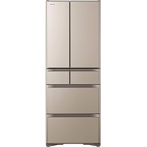 日立 冷蔵庫 475L 6ドア 強化ガラスドア 観音開き 日本製 幅68.5cm 真空チルド R-XG48K XN プレーンシャンパン