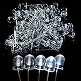 50pcs 10mm 無色透明丸形　30,000MCD LED超明るい10ミリメートル　白い