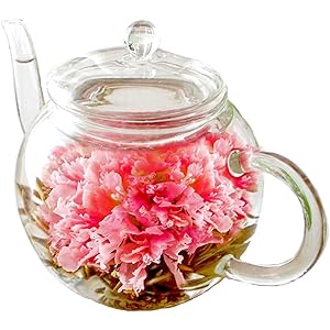カーネーション茶 ティーポット お花のつぼみ 母の日 ギフト 2020 フラワーセット 花 おしゃれ お茶 花咲くお茶 工芸茶 御礼 記念日 (最短出荷(Amazon倉庫出荷))