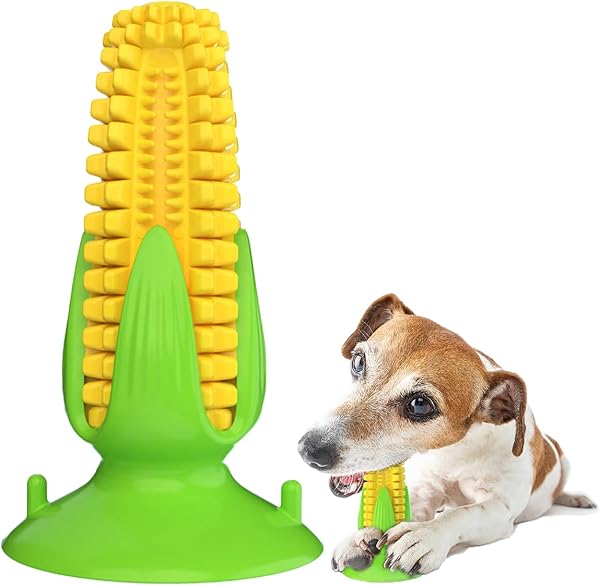 Pet Toy Chewing Suction Cup Dog Cat Feeder Toy with Sound Function, Corn Stick, Play Tool, Teeth Brushing, Oral Care, Stress Relief, Lack of Exercise, Easy Care, For Puppies, Small Dogs, Medium Dogs - 1