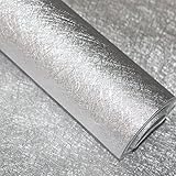 HaokHome h015シルバーメタリックピールとスティック壁紙23.6 in X 19.7 Ft Glitter Shinny粘着連絡ペーパー壁装飾