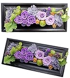 パラボッセオリジナル 壁掛け プリザーブドフラワー レクタングル パープル ケース入 横幅33cmx10cmx高さ15cm preserved flowers