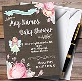 Pretty Floral黄麻布Fairy Invitationsベビーシャワー招待状 200 Invitations