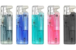 simPLEISURE ターボ式 着火用 ジェットライター ガス詰替可タイプ(ガス注入式) ノーマルプッシュ式タイプ 5個セット 5カラー qa100095z01n0