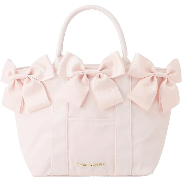 ピンクベージュ maison de fleur トートバッグ ピンク ダブルリボン