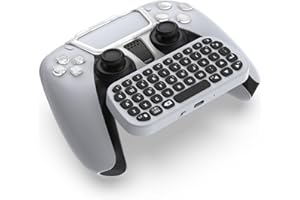PS5用ゲームコントローラーキーボード、ワイヤレス人間工学に基づいたミニポータブルゲームパッドチャットパッド、クリップブラケットとヘッドフォンジャック付き