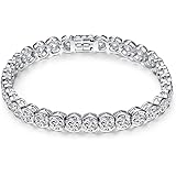Merthus 925 Sterling Silver Cubic Zirconia CZ Tennis Bracelet Wedding Prom Bridal Jewelry Gift Eternity Love