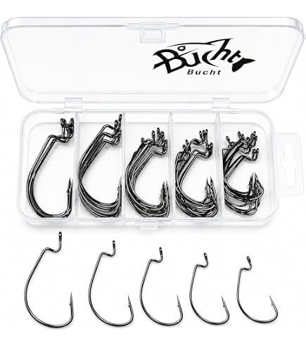 Amazon | Piscorush オフセットフックセット バス釣り ワームフック