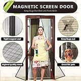 Hoobest 磁気網戸-頑丈なメッシュ&フルフレームのマジックテープ ドア開口部最大34 x82インチ ブラック Screen-01