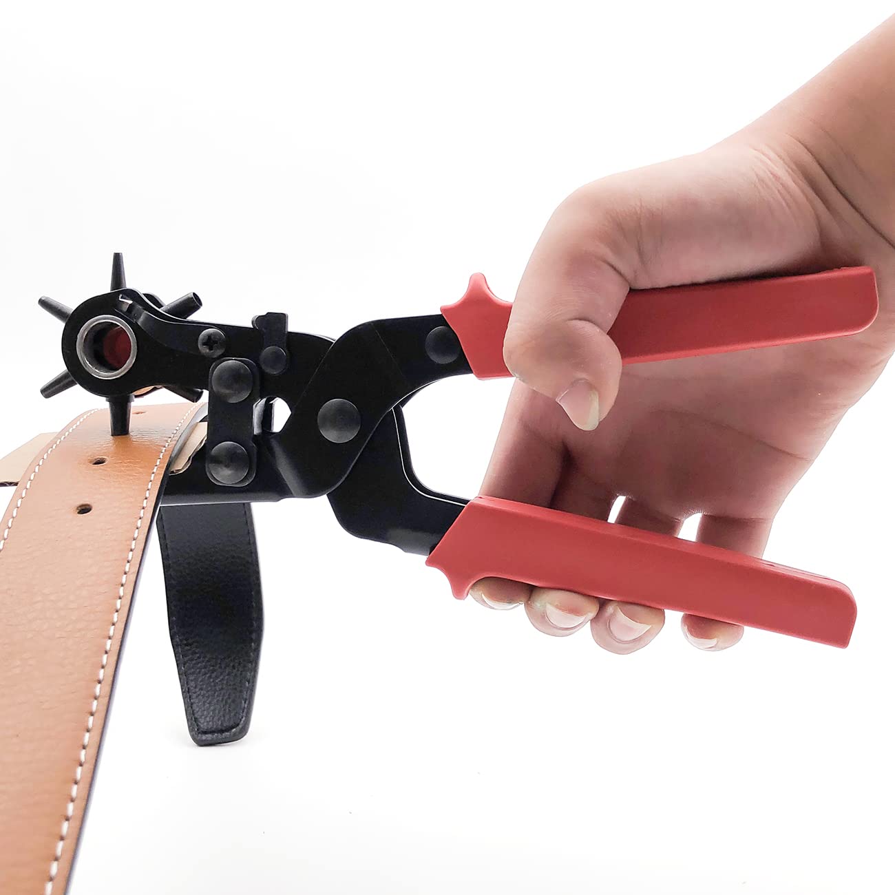 レザー パンチ レザー 穴開け ベルトの穴 革穴あけ : あけ直径2.0-4.5㎜(6段階) 革、ベルト、バンド、バックパックなどのDIYパンチに適しています