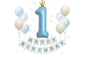 Iysoll 1歳 誕生日 飾り付け 40インチ 大きい ナンバーバルーン 王冠 誕生日 飾り 風船 セット 一歳 バースデーバルーン 数字 1 ブルー