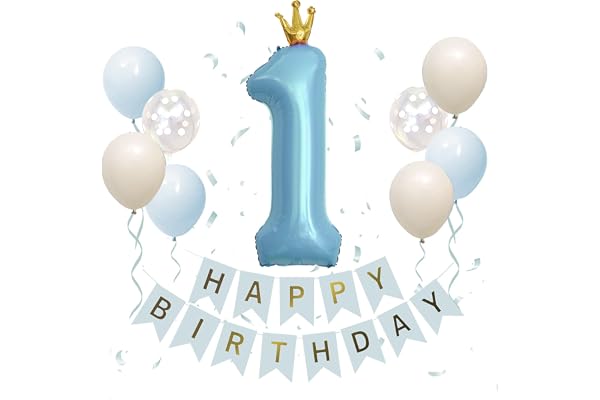 Iysoll 1歳 誕生日 飾り付け 40インチ 大きい ナンバーバルーン 王冠 誕生日飾り 風船 一歳 バースデーバルーン 数字 1 ブルー