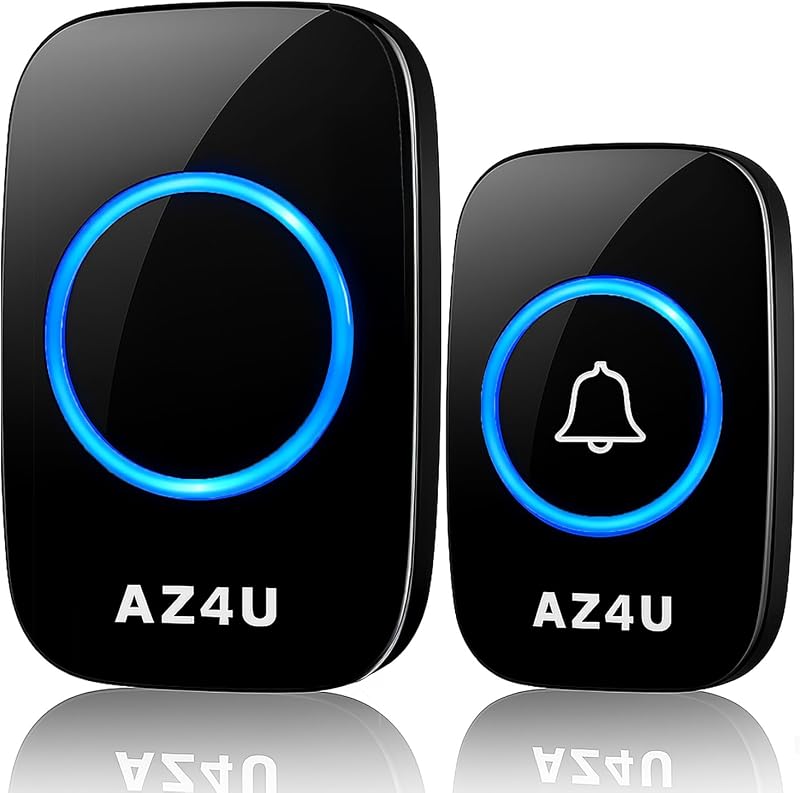 AZ4U Wireless Chime Intercom, Battery-Powered Doorbell Kit, Certified, No Installation Required, Waterproof, Entryway, Caregi