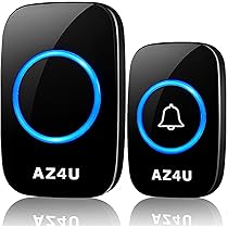 AZ4U ワイヤレスチャイム インターホン 電池式 ドアベルキット ブラック