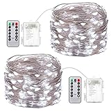 AMIR LED ストリングライト イルミネーションライト 16.4Ft 50LEDs 2個セット 電池式 フェアリーライト ジュエリーライト クリスマス 飾りライト リモコン付き 8パタンで切替可 