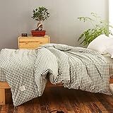 CHENGYI 和風グッドプロダクトグリーンストライプラチスパターンウォッシュコットンキルトカバーシングルピース編みキルトカバー ( サイズ さいず : 160*210cm )