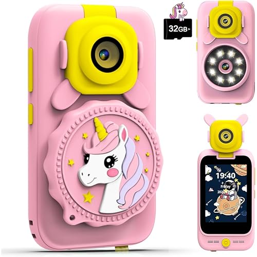 キッズカメラ 子供用携帯 【2025新登場】子供用カメラ 顕微鏡カメラ キッズスマホ 2.8インチ 写真 録画 英語学習 懐中電灯 自撮り MP3音楽 携帯電話 32GBカード付 男の子 女の子 こどもの日 プレゼント おもちゃ 子供の日 誕生日プレ