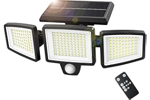 ASEKI(アセキ) ソーラーライト 屋外 防水 センサーライト 極高輝度【業界最大3000ルーメン・210LED・3面発光】360°角度調整可能 3つ知能モード 2200mAh大容量バッテリー 防犯 自動点灯/消灯 ガーデン/壁掛け/庭先/表玄関/駐車場/停電時適用 地震/津波/台風/防災に対応 1個