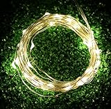 Aurora 3 AAブランド新しいMicro 20 LED超明るい暖かいホワイト色ワイヤロープライト電池式on 7 ftロングシルバーカラー超薄型文字列シルバーワイヤforホーム寝室パーティーツリー