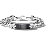 Bulova Men's Precisionist Stainless Steel Double-Chain Link with Knurled Texture ID Plaque Bracelet