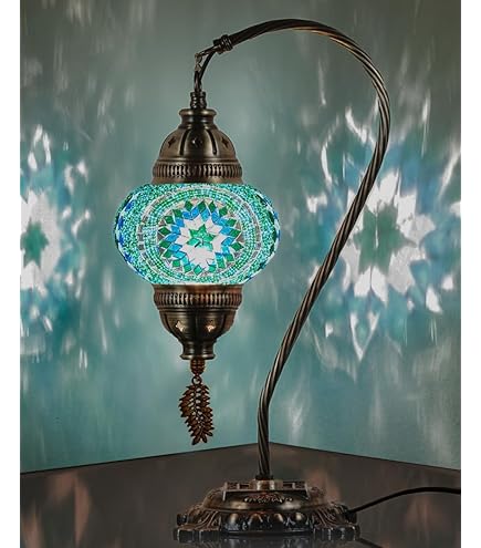 トルコランプ　アンティーク　モザイクガラス LED電球付き Amazon.co.jp: 電池式モザイクテーブルランプ LEDライト内蔵