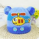 防寒 かわいい ベビー キッズ 赤ちゃん 保温 ニット帽子 ボンボン付き 航空機 風 2017新製品 light blue