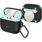 ESR AirPods4 ケース 2024 MagSafe対応 カラビナ付き マグネット蓋 完全落下防止 Cloundシリーズ ブラック | 軽量 紛失防止 AirPods 第4世代 (USB-C) 対応 耐衝撃 ワイヤレス充電 キズ防止 全面保護