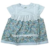 《初夏盛夏対応》(日本製) Pample Mousse(パンプルムース) 針抜き天竺&布帛ローン小花柄フレンチ袖オーバーブラウス 95cm /SA NO.DP-72209