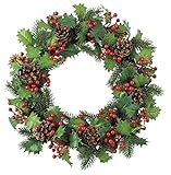 asca クリスマス 装飾 ホーリー&パインコーンリース 直径32cm AX68413-000