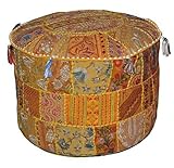 Indian Traditional Home Decorative Ottoman Handmade and Patchwork Foot Stool Floor Cushion, 23 X 13 