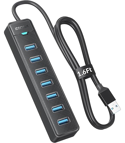 Amazon | iDsonix 7ポート USB ハブ 3.0 [1m ケーブル] USB 拡張ハブ