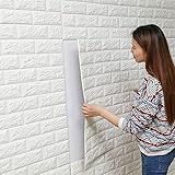 3D壁紙 白 レンガ シール ウォール ステッカー 70 × 77 cm ( ホワイト 10枚 ) シールタイプ 北欧 簡単にはがせる トイレ 風呂場 子供部屋 リビング お部屋の 模様替え に 枚数